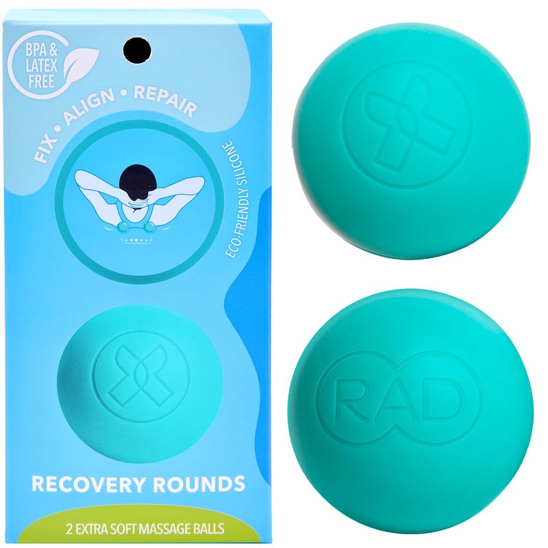 RAD Recovery Rounds Extra Soft Yoga Deep Tissue Massage Ball Set Myofascial Release Balls for Feet Back Neck Legs Arms Trigger Point Mobility Therapy 2Pack